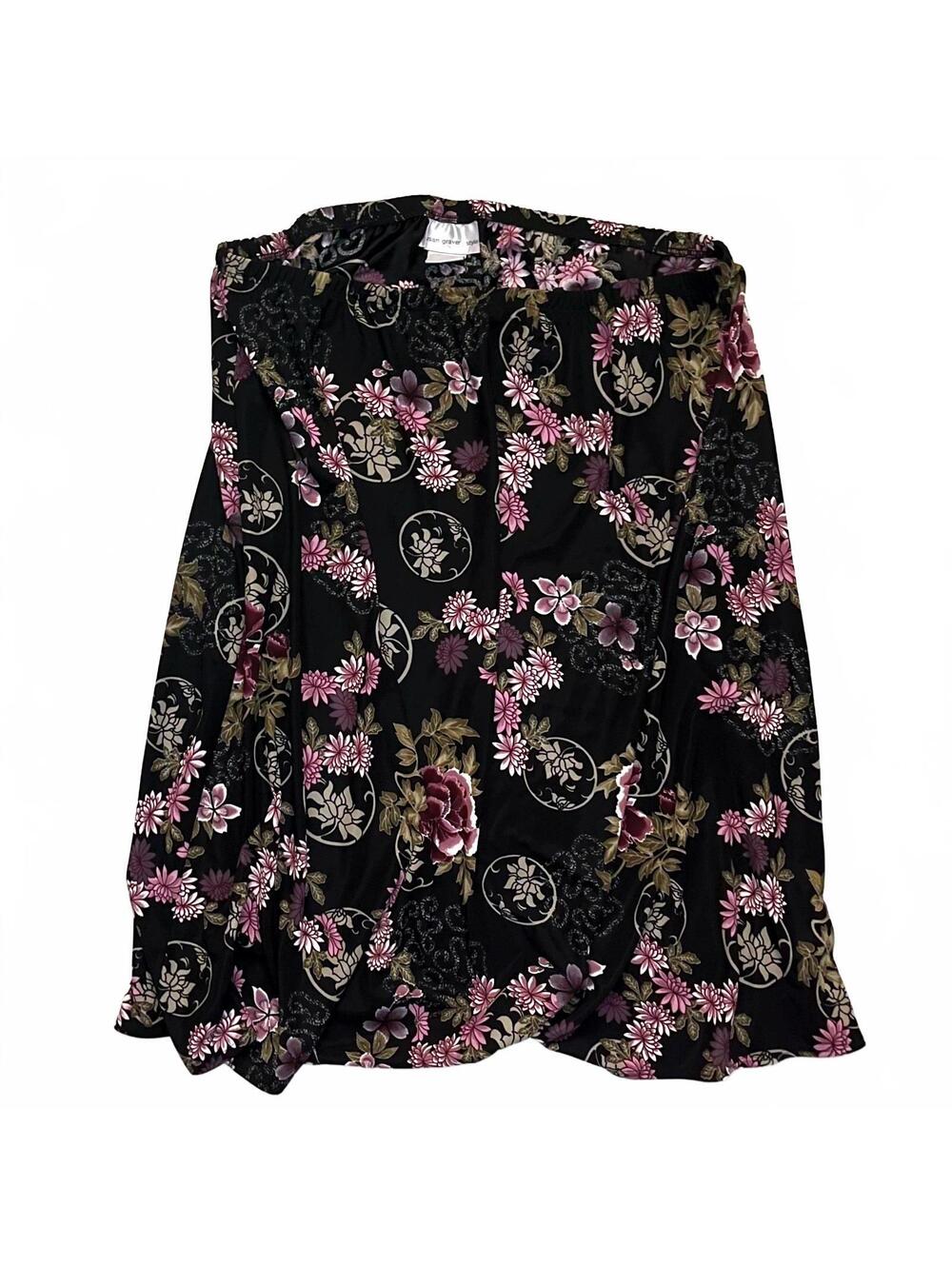 Susan Graver Style Women's Maxi Skirt Floral Print Size 2X